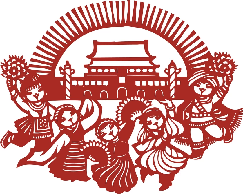 中国风中式传统喜庆民俗人物动物窗花剪纸插画边框AI矢量PNG素材【2738】